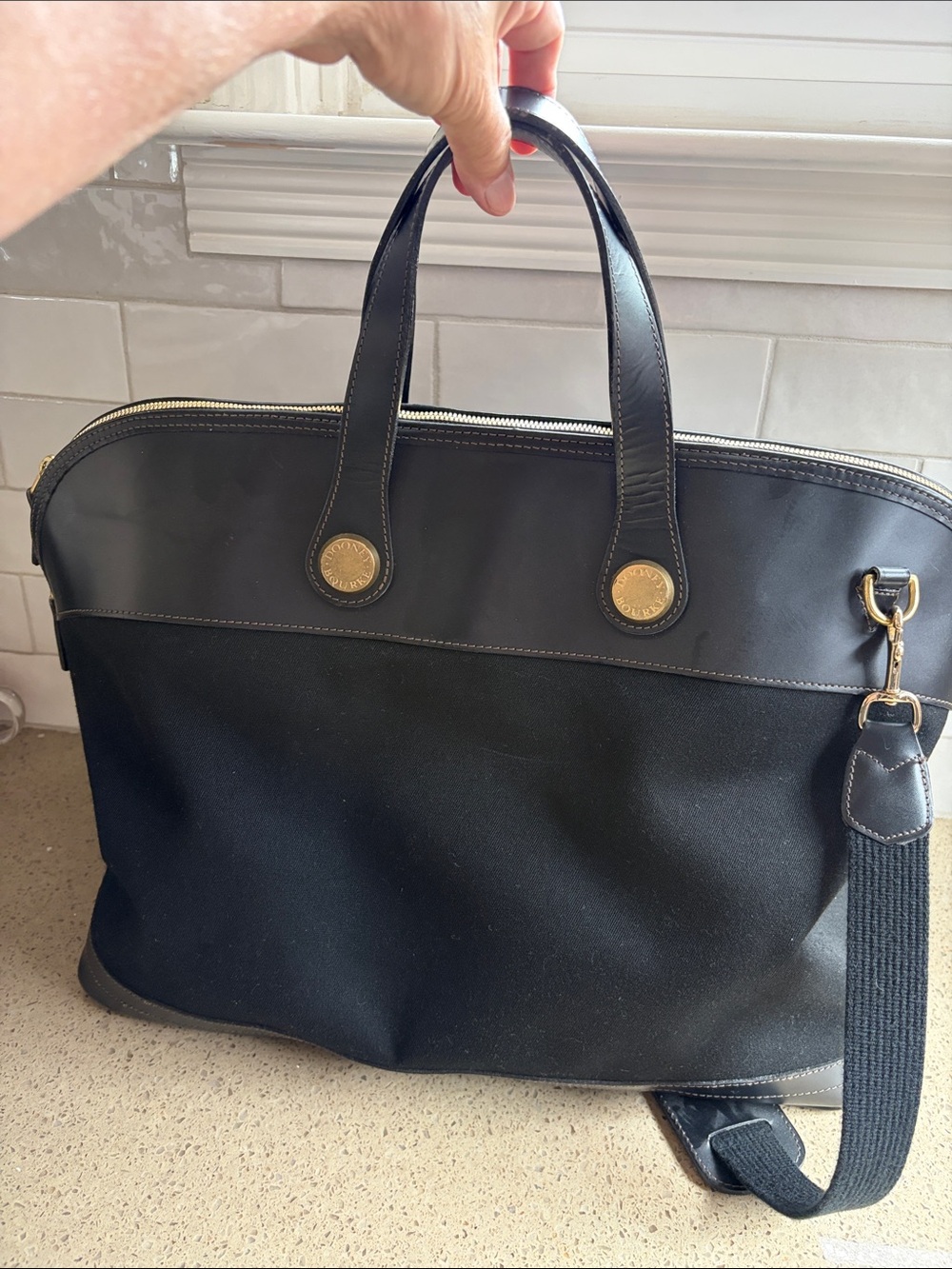 Dooney & Bourke Classic Black Canvas Weekender Travel Tote Vintage - Picture 6 of 10